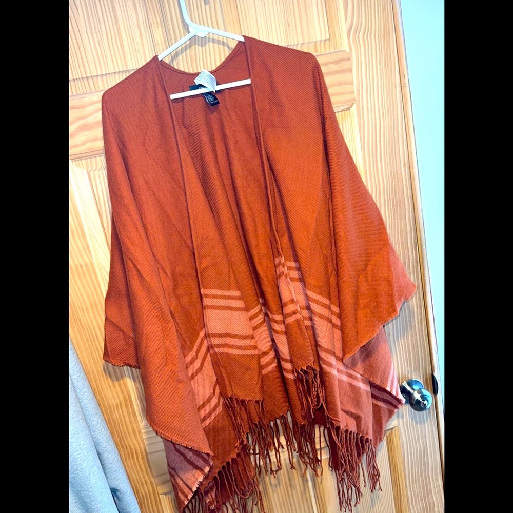 Forever 21 ,Orange open front sleeveless cardigan